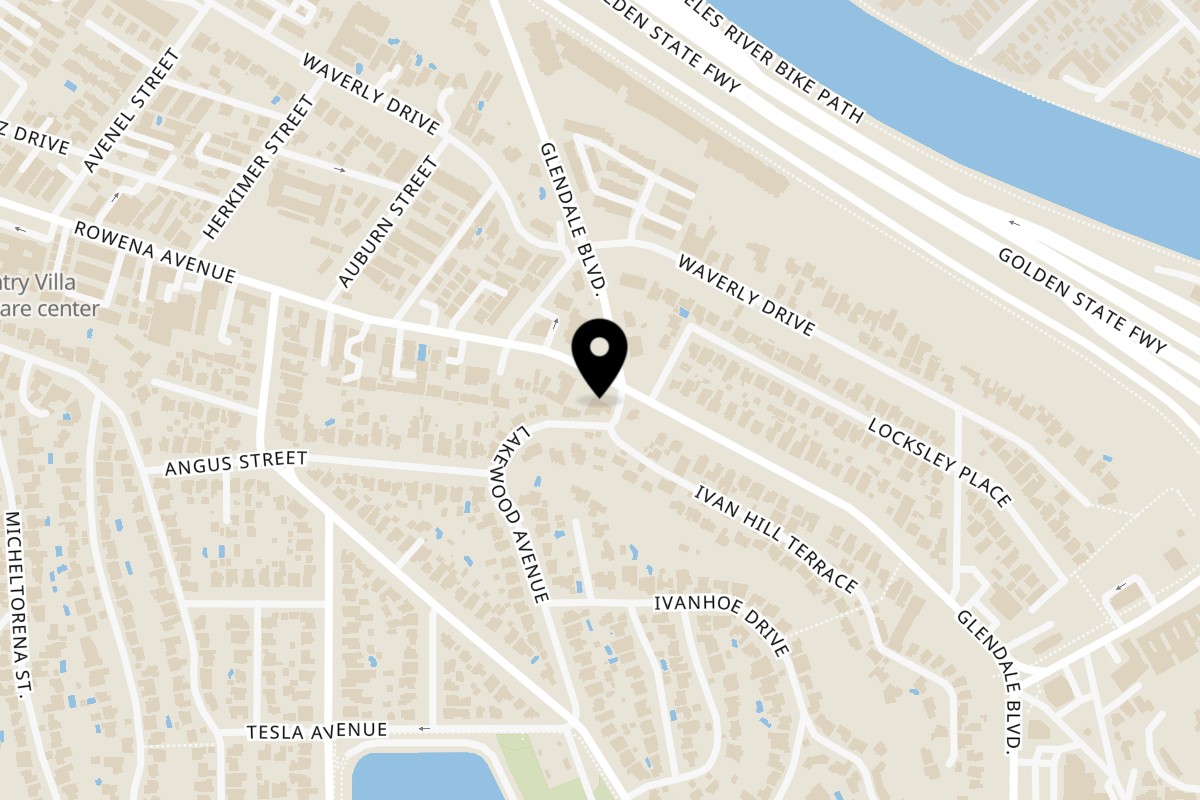 Map showing the location of Michelangelo Ristorante on 2742 Rowena Ave in Los Angeles